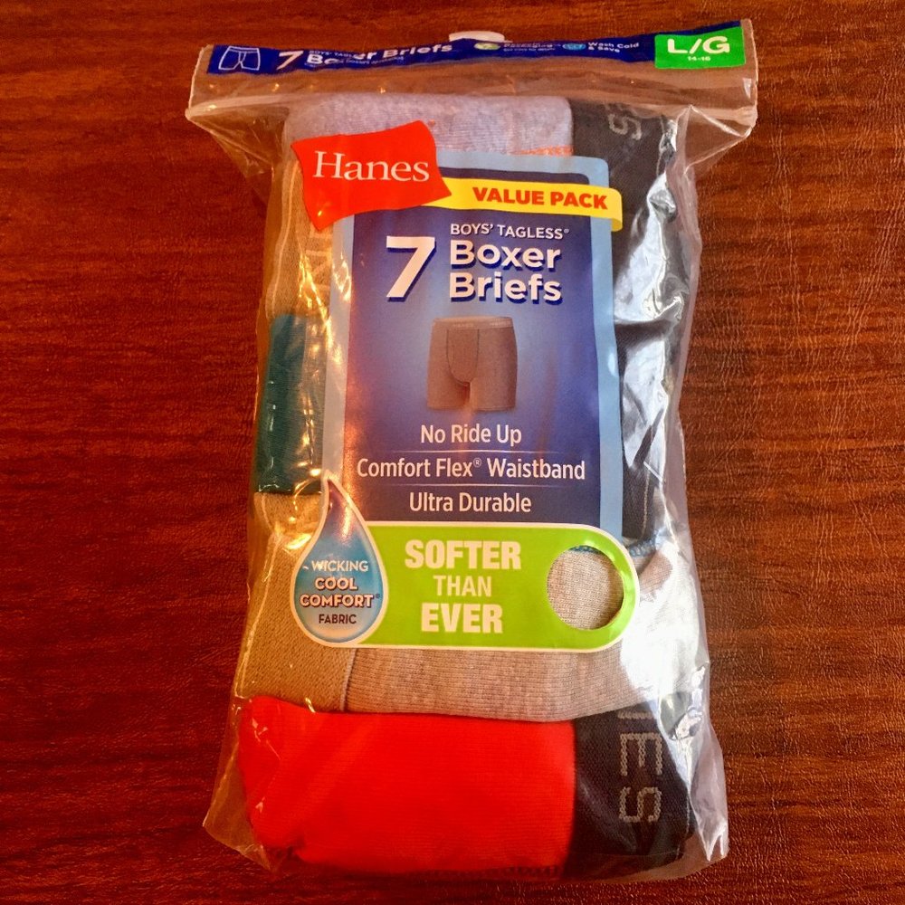 Boys' Tagless Boxer Briefs 7 pk, sz 14-16